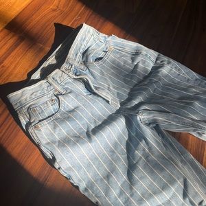 Pinstriped American Eagle Mom Jeans